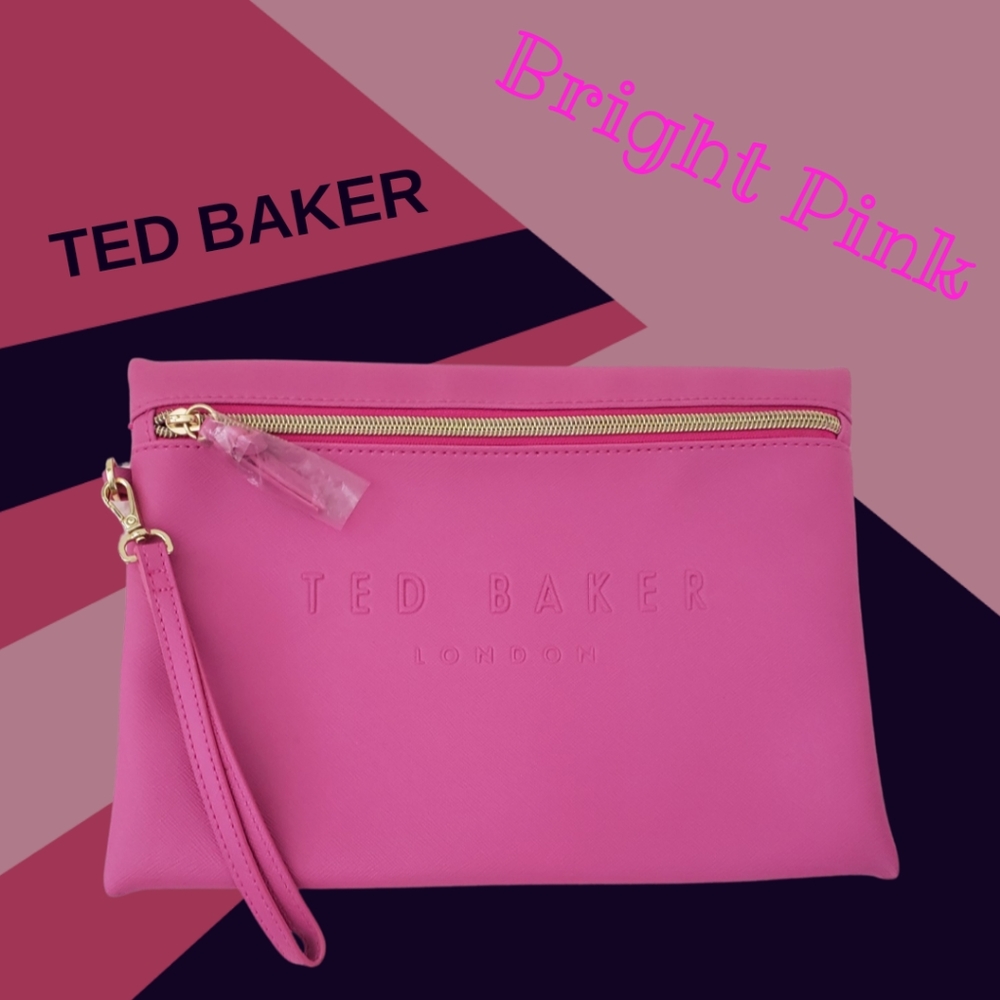 TED BAKER London- Bright Pink Wristlet Clutch Bag- New Without Tags